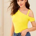 Neon Yellow Asymmetrical Neck Top