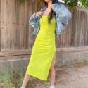 Neon Yellow One-Shoulder Bodycon Dress