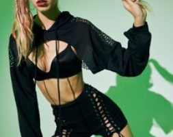 Net Insert Super Crop Hoodie