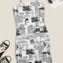 Newspaper Print Cami Bodycon Mini Dress