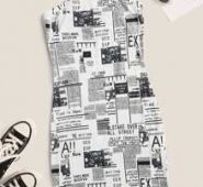 Newspaper Print Cami Bodycon Mini Dress