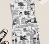 Newspaper Print Cami Bodycon Mini Dress