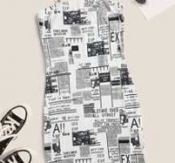 Newspaper Print Cami Bodycon Mini Dress
