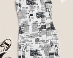 Newspaper Print Cami Bodycon Mini Dress