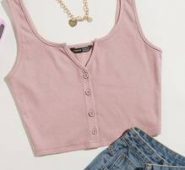 Notch Neck Button Front Tank Top
