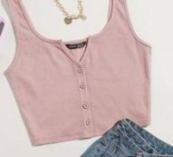 Notch Neck Button Front Tank Top