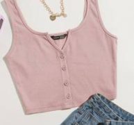 Notch Neck Button Front Tank Top