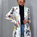 Notched Collar Single Button Pop Art Print Blazer