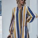 Notched Geo And Striped Tunic Dress