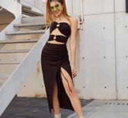 O-ring Cut Out Front Drawstring Tube Dress