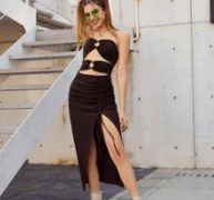 O-ring Cut Out Front Drawstring Tube Dress