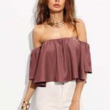 Off Shoulder Flounce Crop Top