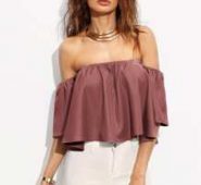 Off Shoulder Flounce Crop Top