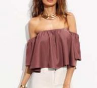 Off Shoulder Flounce Crop Top
