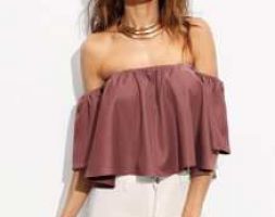 Off Shoulder Flounce Crop Top