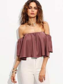 Off Shoulder Flounce Crop Top