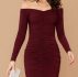 Off Shoulder Ruched Bodycon Dress