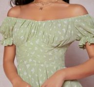Off Shoulder Tie Back Layered Romper