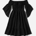 Off The Shoulder Flounce Sleeve Dress