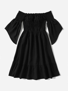 Off The Shoulder Flounce Sleeve Dress