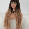 Ombre Long Curly Wig With Bangs