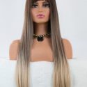 Ombre Long Straight Wig With Bangs