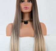 Ombre Long Straight Wig With Bangs