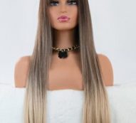 Ombre Long Straight Wig With Bangs
