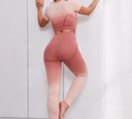 Ombre Print Sports Tee With Leggings