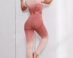 Ombre Print Sports Tee With Leggings