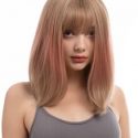 Ombre Short Straight Wig With Bangs