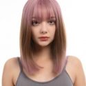 Ombre Short Straight Wig With Bangs