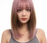 Ombre Short Straight Wig With Bangs