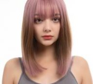Ombre Short Straight Wig With Bangs