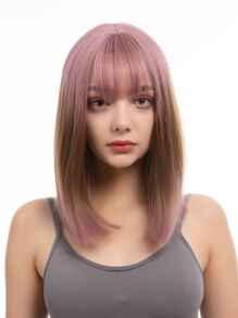 Ombre Short Straight Wig With Bangs