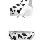 One Shoulder Cow Print Cut-out Bikini Swimsuit
