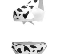 One Shoulder Cow Print Cut-out Bikini Swimsuit