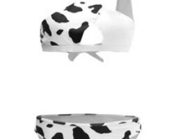 One Shoulder Cow Print Cut-out Bikini Swimsuit