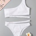 One Shoulder Cut-out Bikini Swimsuit