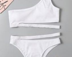 One Shoulder Cut-out Bikini Swimsuit