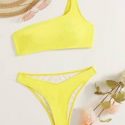 One Shoulder High Cut Bikini Swimsuit