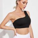 One Shoulder Medium Support Breathable Softness Sports Bra