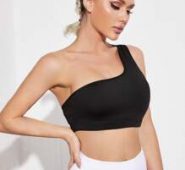 One Shoulder Medium Support Breathable Softness Sports Bra