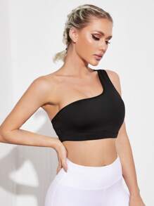 One Shoulder Medium Support Breathable Softness Sports Bra