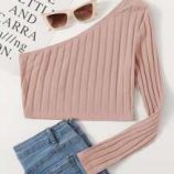One Shoulder Rib-knit Crop Top