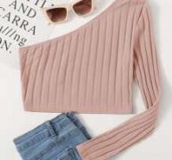 One Shoulder Rib-knit Crop Top