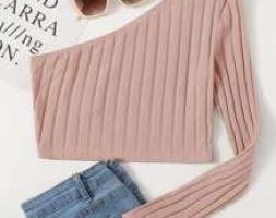 One Shoulder Rib-knit Crop Top