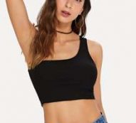 One Shoulder Ribbed Crop Top