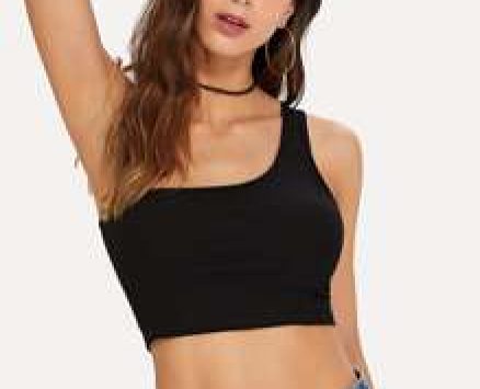One Shoulder Ribbed Crop Top