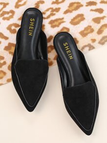 Open Back Pointed Toe Loafer Mules